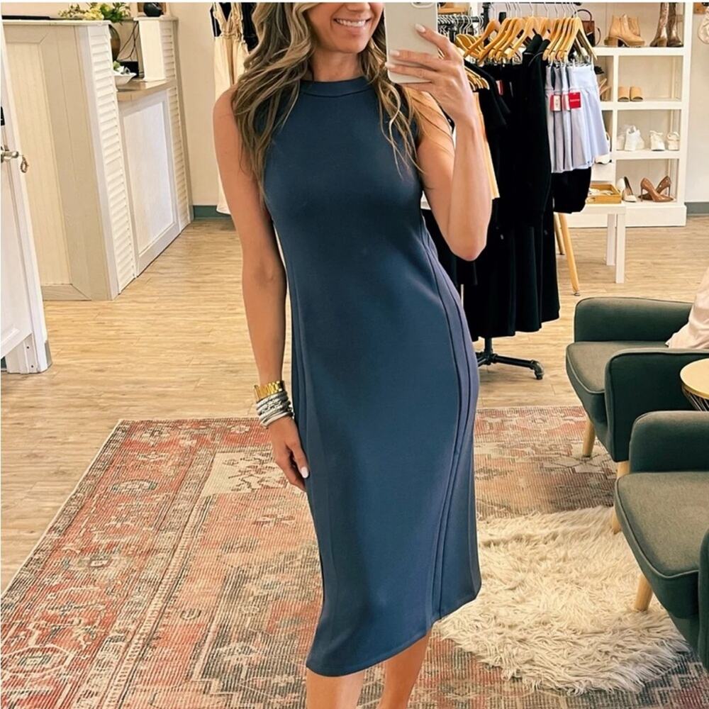 Spanx AirEssentials Tank Midi Dress Dusk Blue Sz XS